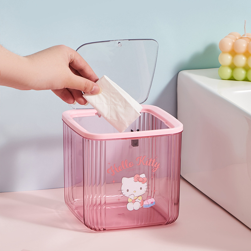 Home Office Setup - Kawaii Hellokitty Transparent Desktop Trash Can