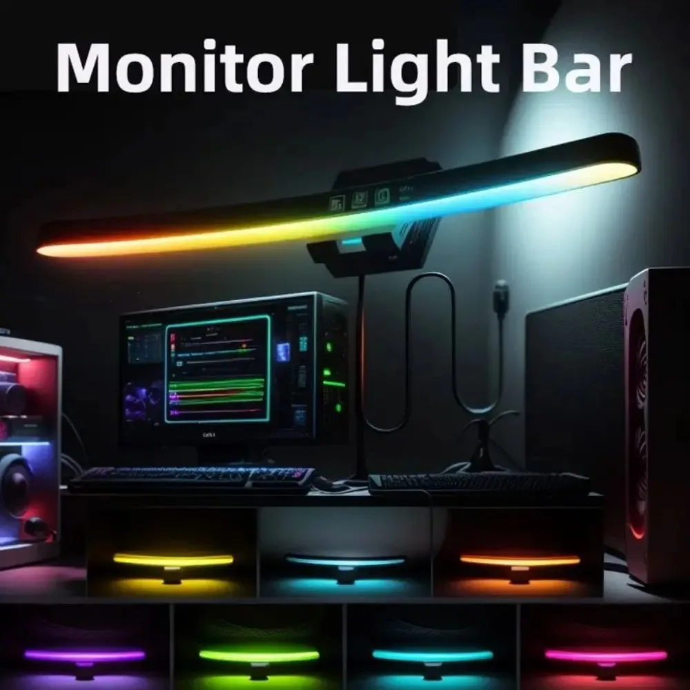 Home Office Setup - Curved Monitor Light Bar 3 Color