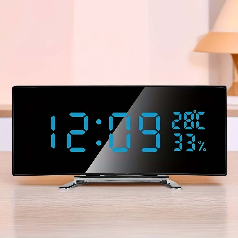 Curved Screen Digital Alarm Cl - Led Desk Clock ulasan dan harga