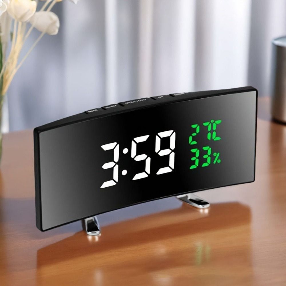 Curved Screen Digital Alarm Cl - Led Desk Clock ulasan dan harga