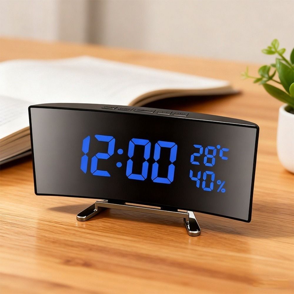 Curved Screen Digital Alarm Cl - Led Desk Clock ulasan dan harga