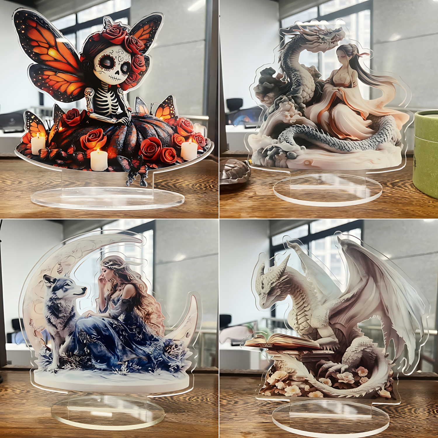 Two Tigers Statue,2D Flat Anim - Home Office Setup ulasan dan harga