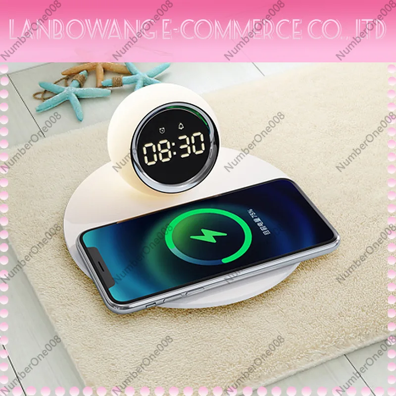 Wireless Charger Night Light,  - Led Desk Clock ulasan dan harga