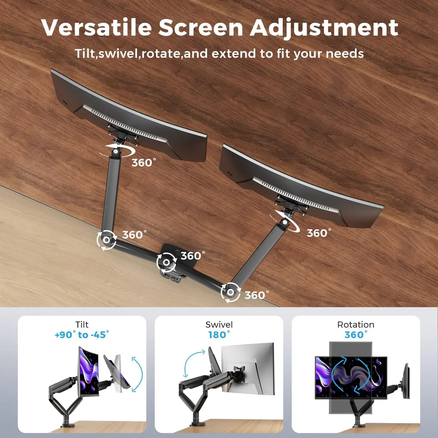 Curved Monitor Mount Dual Moni - Monitor Arm Dual ulasan dan harga