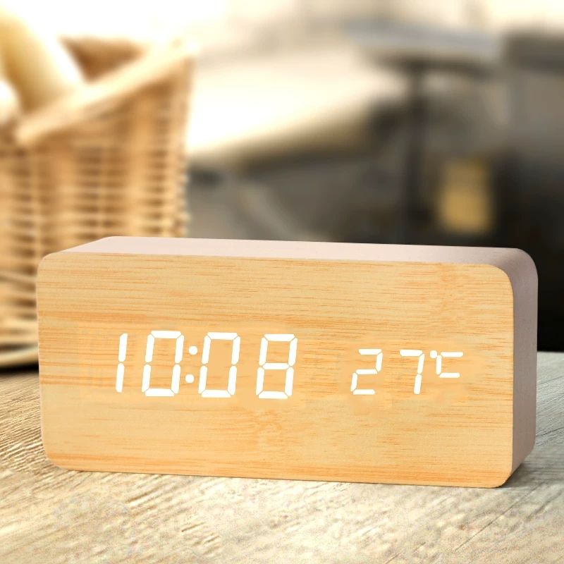 Wooden Digital Alarm Clock, LE - Led Desk Clock ulasan dan harga