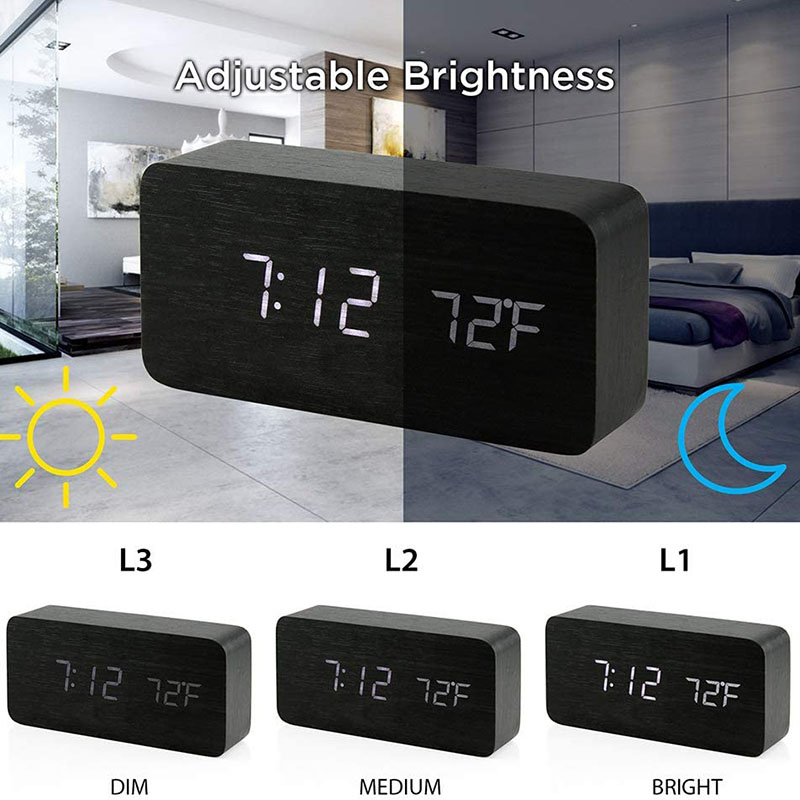 Wooden Digital Alarm Clock, LE - Led Desk Clock ulasan dan harga