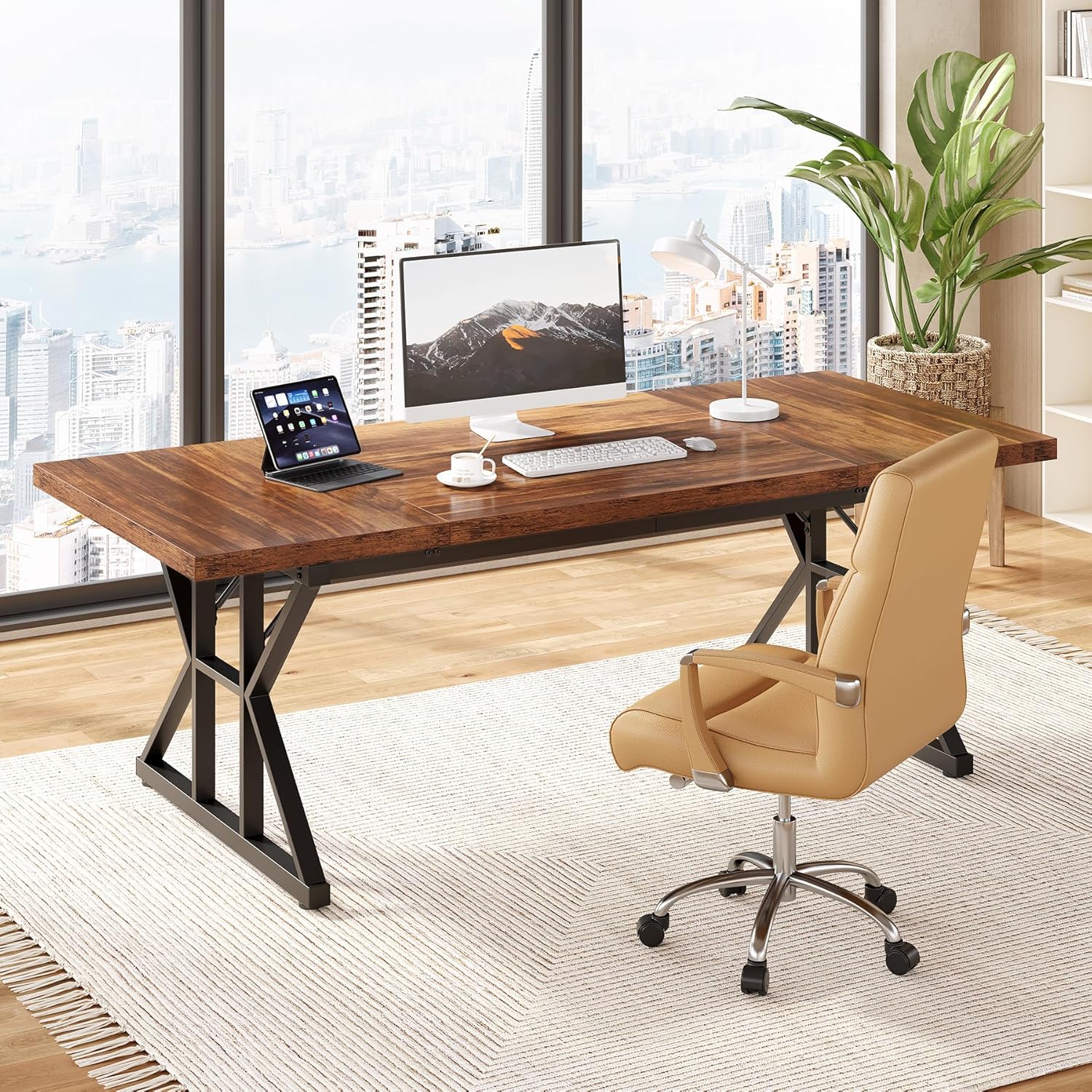 LITTLE TREE 70.8-Inch Office D - Home Office Work Table ulasan dan harga