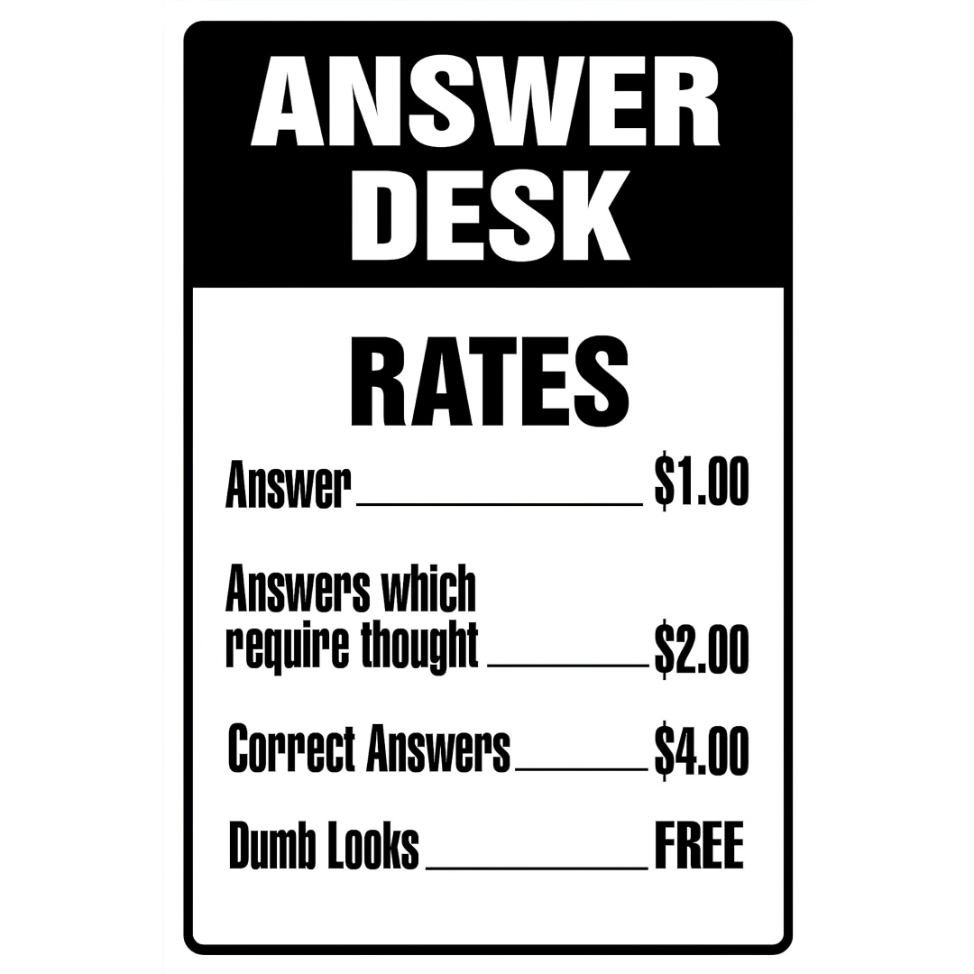 Answer Desk Novelty Sign Indoo - Home Office Questions ulasan dan harga