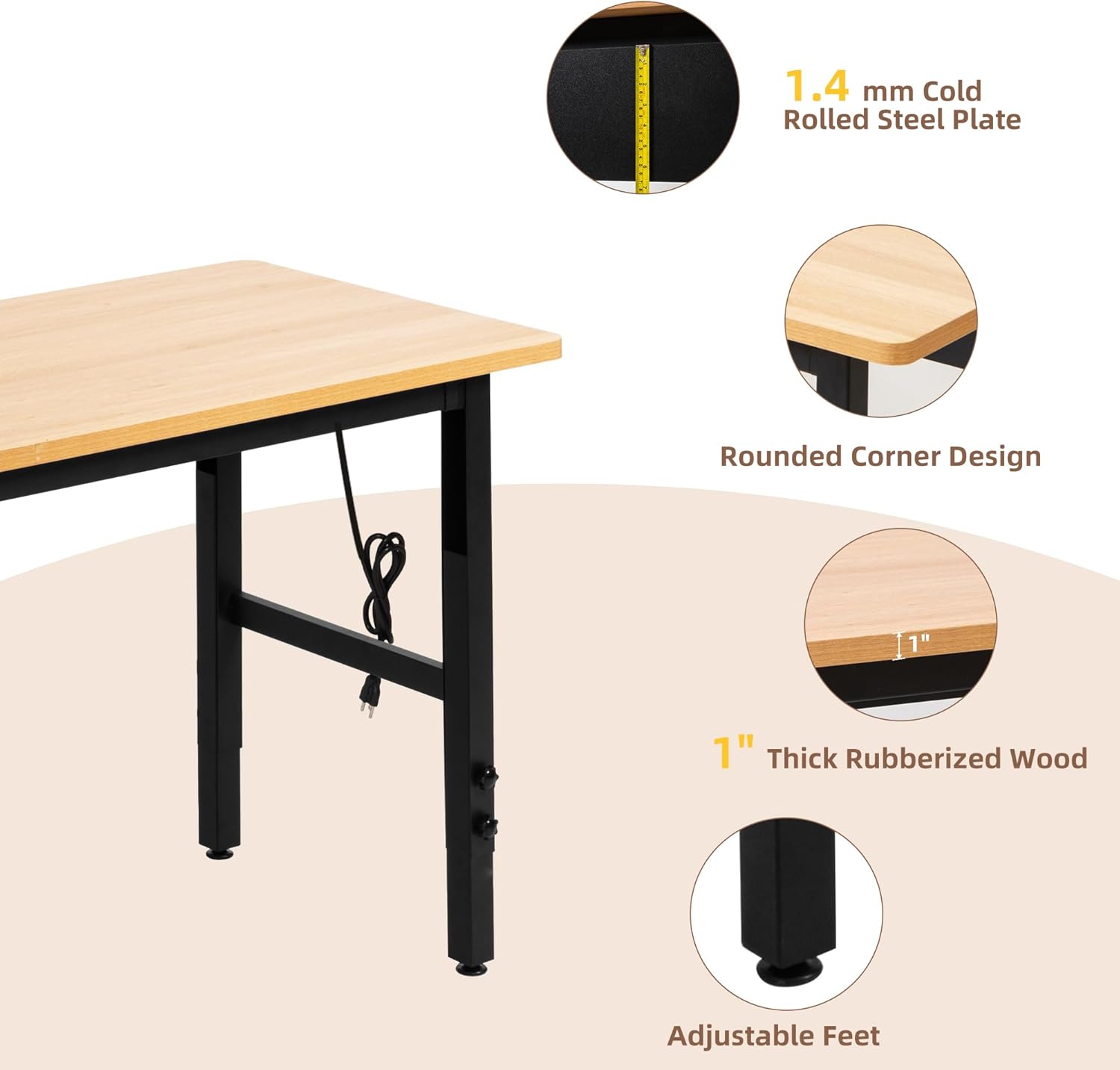Adjustable Workbench With Powe - Home Office Work Table ulasan dan harga