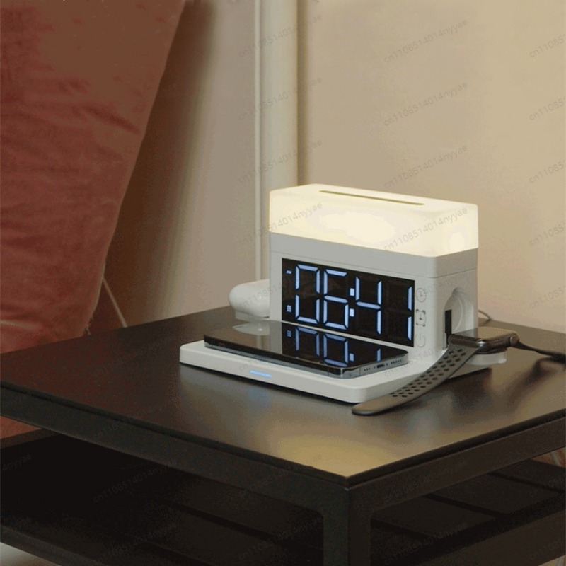 6-in-1 Wireless Charging Desk  - Led Desk Clock ulasan dan harga