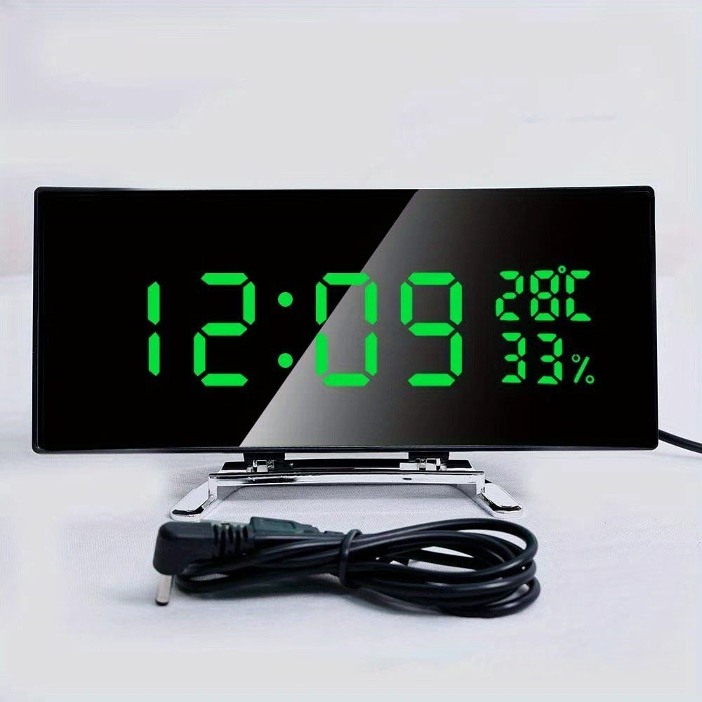 Curved Screen Digital Alarm Cl - Led Desk Clock ulasan dan harga