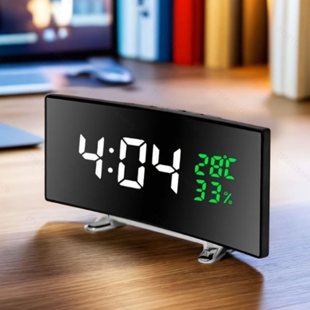 Curved Screen Digital Alarm Cl - Led Desk Clock ulasan dan harga