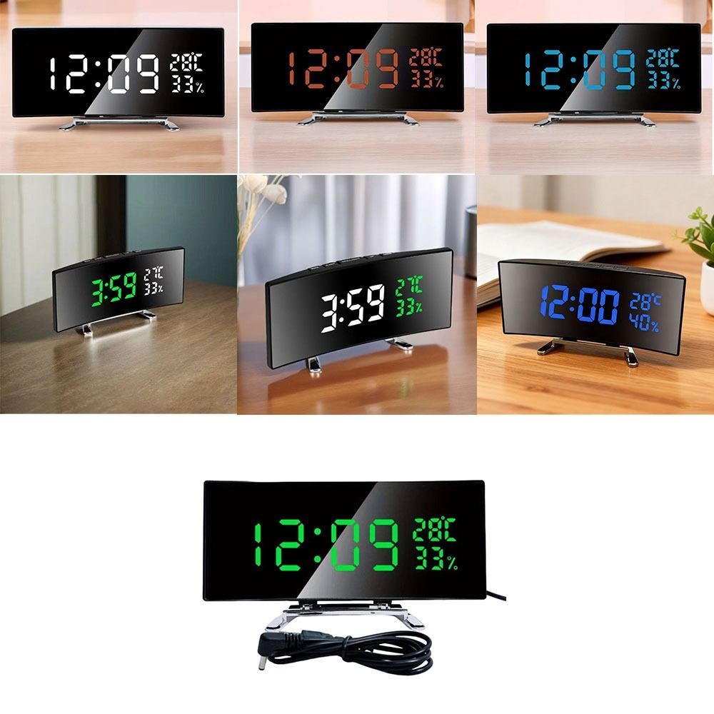 Curved Screen Digital Alarm Cl - Led Desk Clock ulasan dan harga