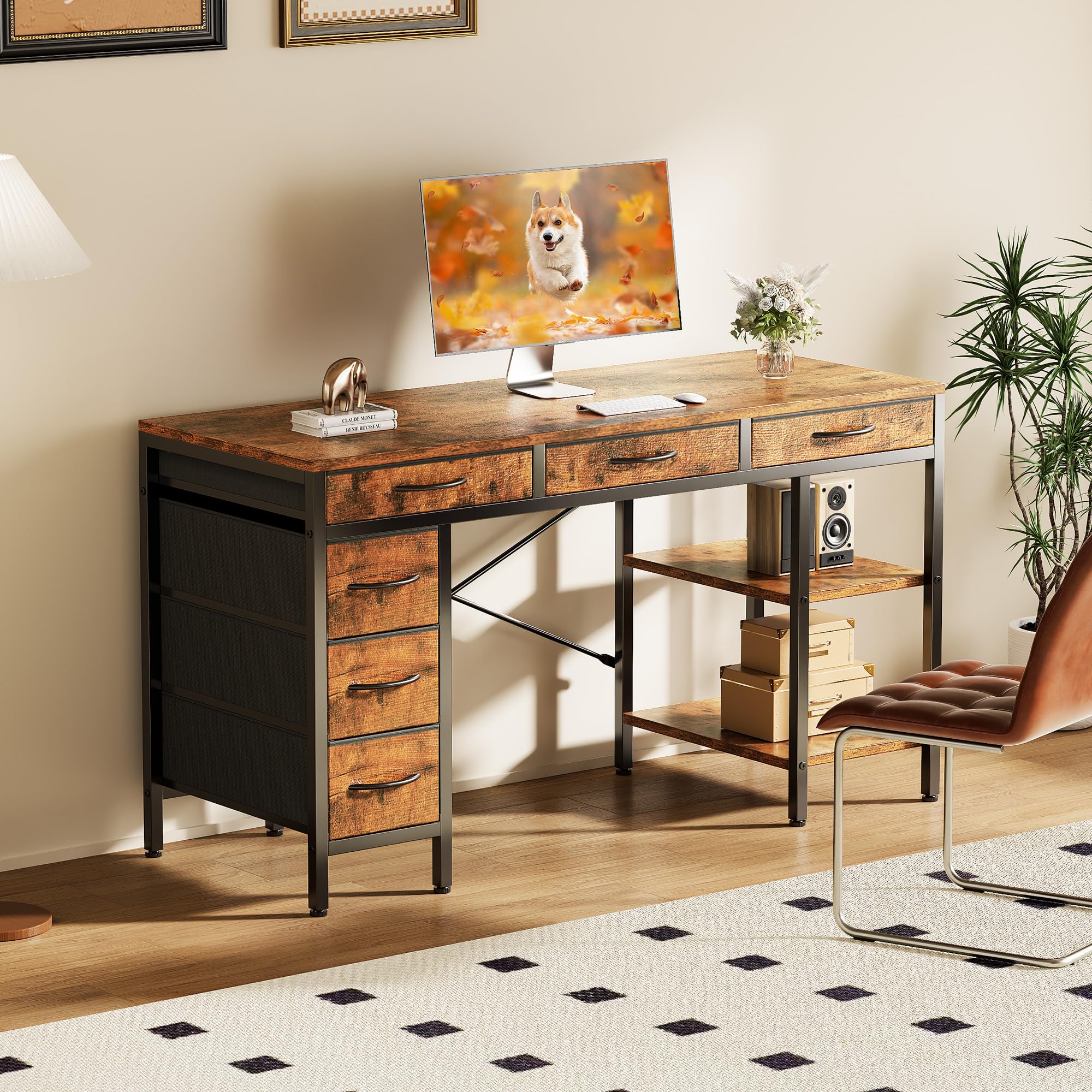JHK 55 Inch Computer Desk with - Home Office Work Table ulasan dan harga