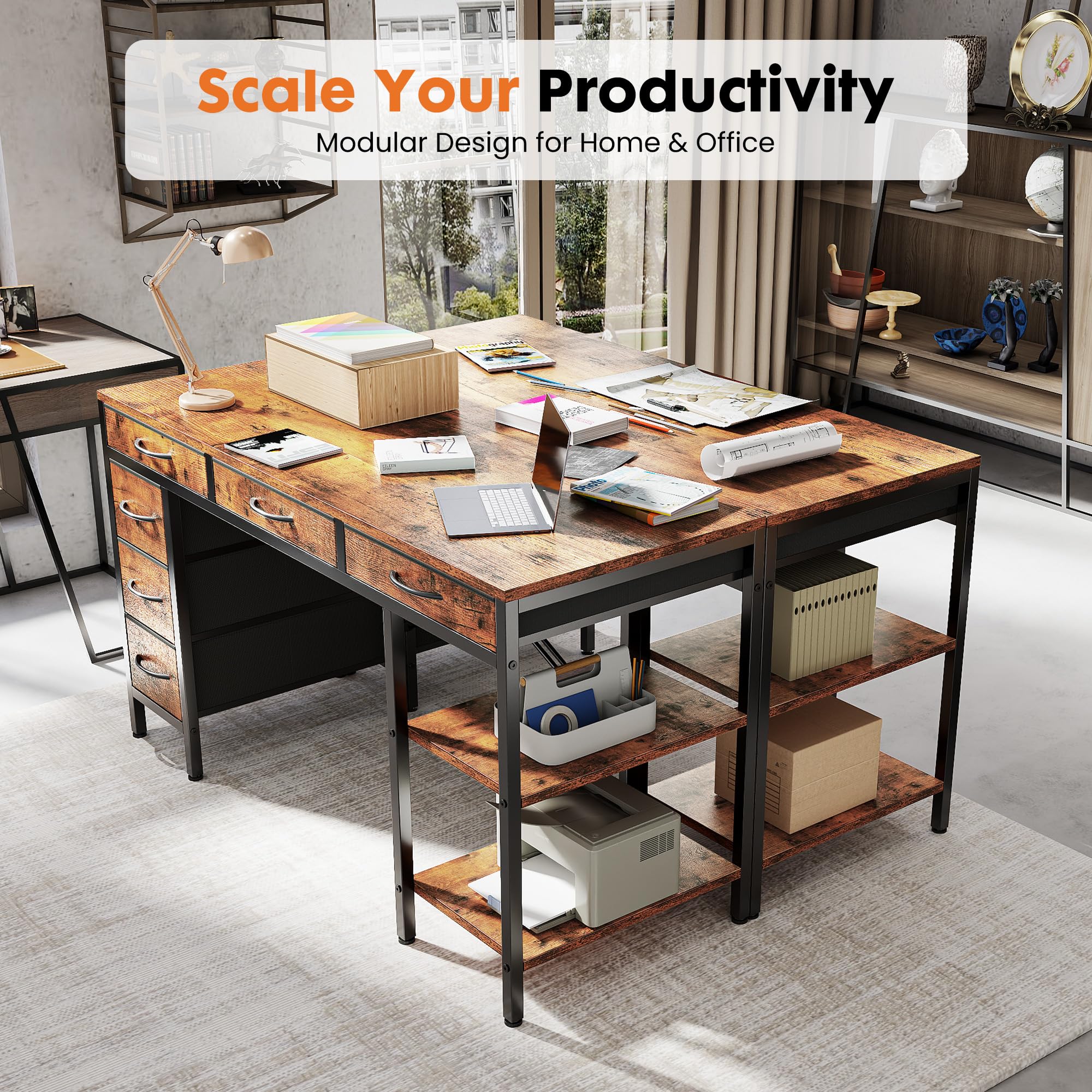 JHK 55 Inch Computer Desk with - Home Office Work Table ulasan dan harga