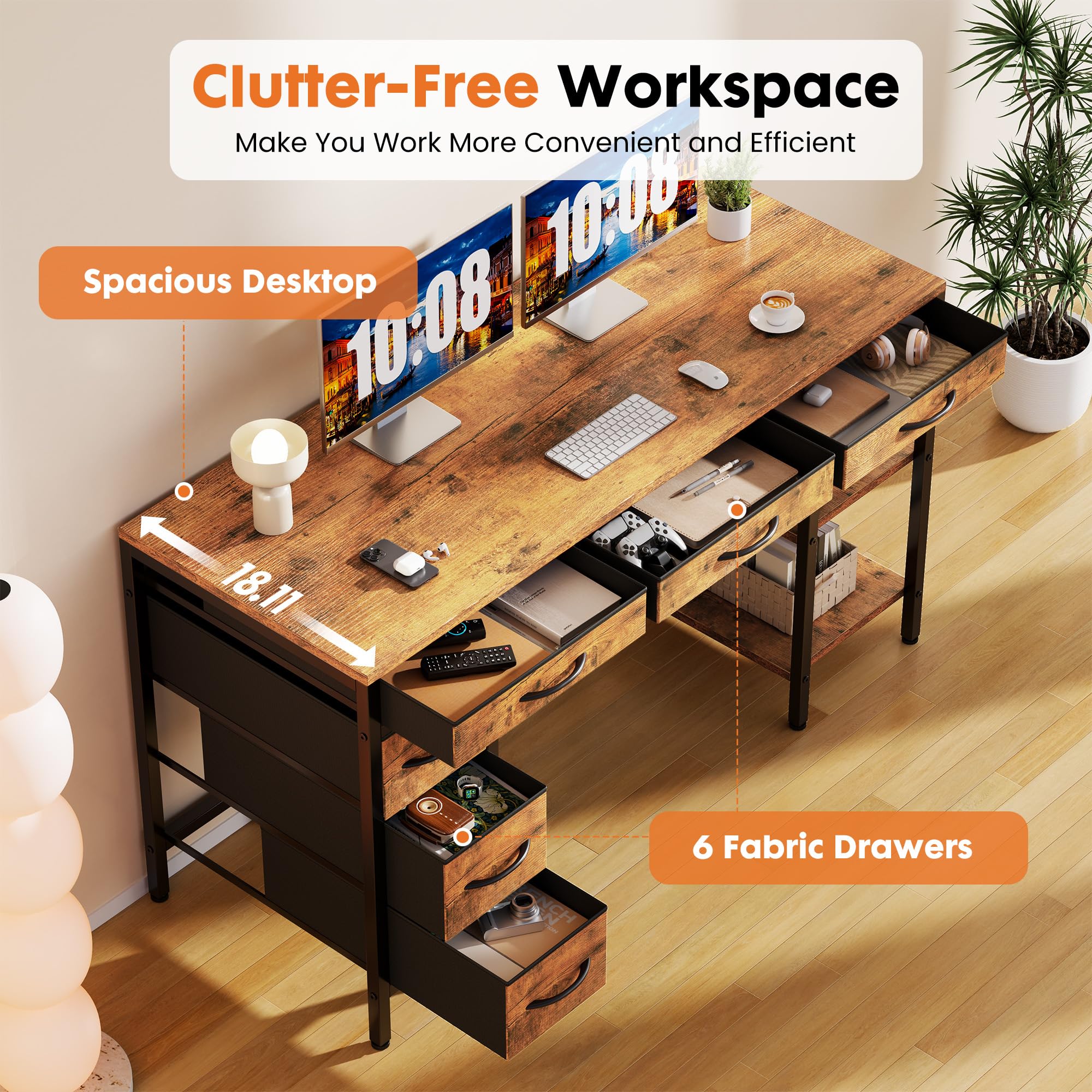 JHK 55 Inch Computer Desk with - Home Office Work Table ulasan dan harga