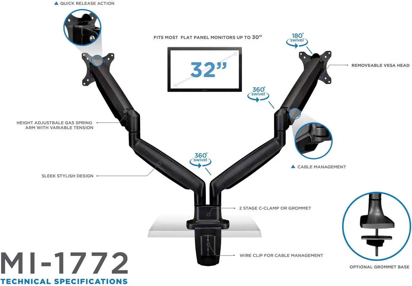Dual Monitor Arm Mount | Desk  - Monitor Arm Dual ulasan dan harga