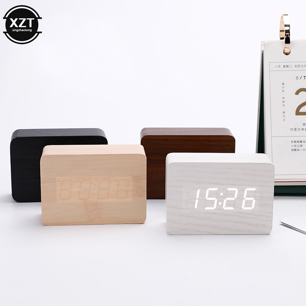 Fashion Alarm Clock LED Wooden - Led Desk Clock ulasan dan harga