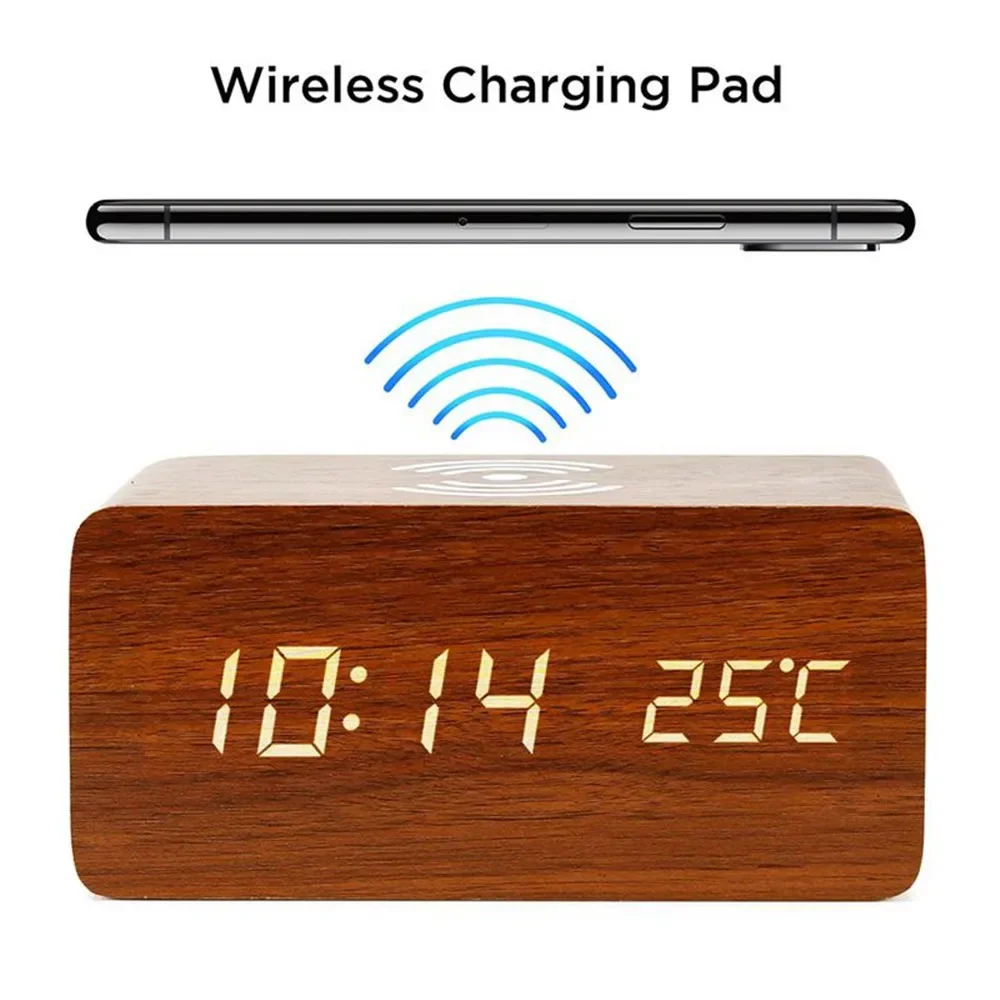 Alarm Clock LED Digital Wooden - Led Desk Clock ulasan dan harga