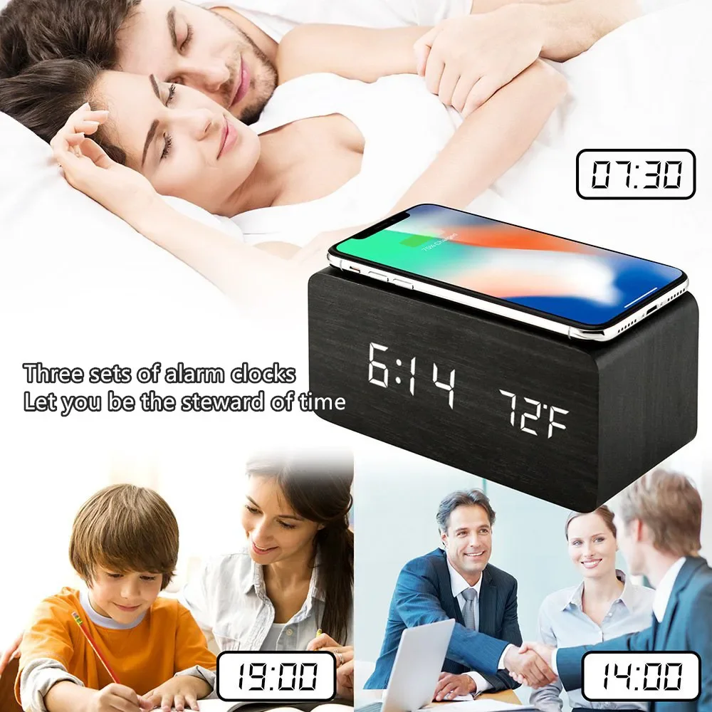Alarm Clock LED Digital Wooden - Led Desk Clock ulasan dan harga