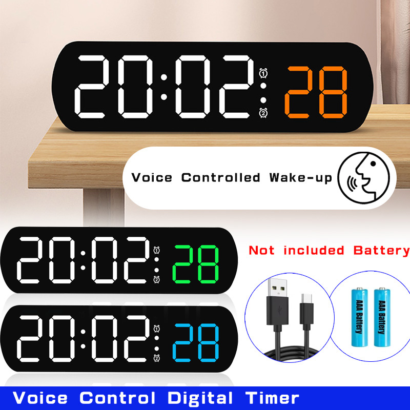 Voice Control Digital Alarm Ti - Led Desk Clock ulasan dan harga